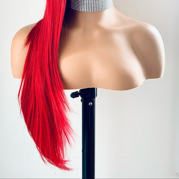 26” Red Long & Straight Lace Front Synthetic Wig - Picture 4 of 12